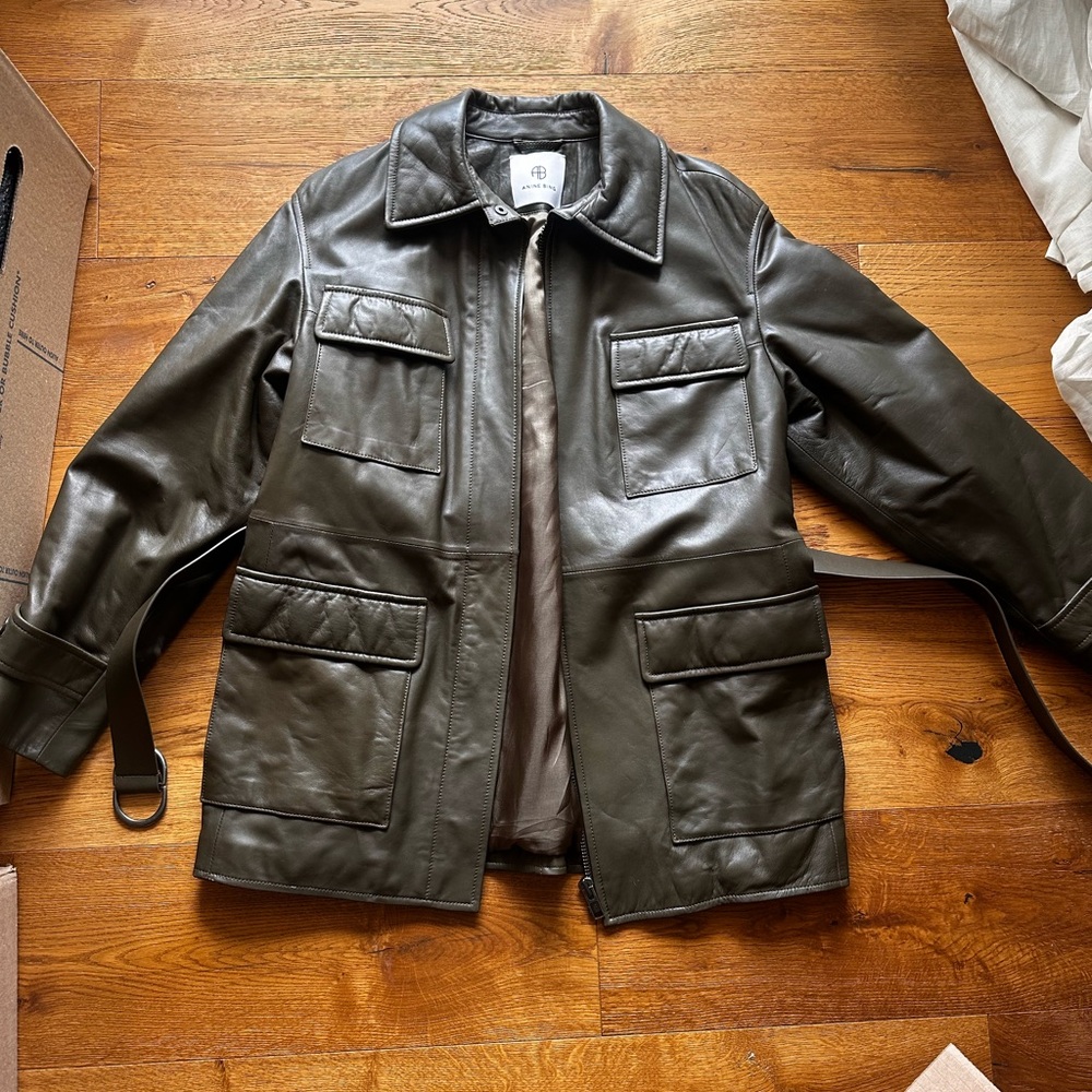Anine Bing leather Jacket - Olive Green